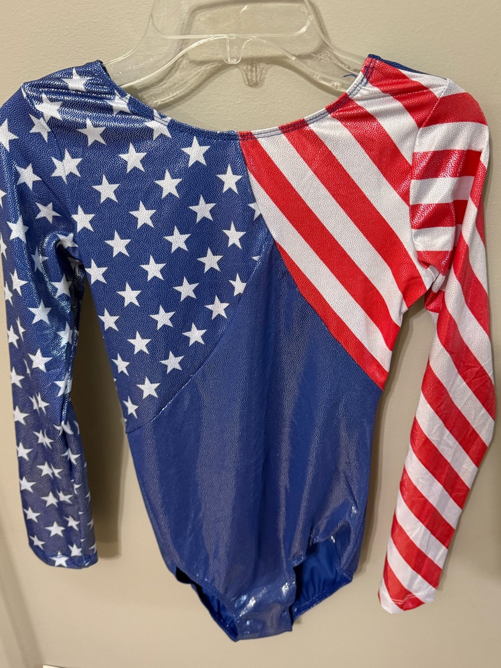 Sparkle Stars Gymnastics Leotard in Red, White & Blue Size 14A - Picture 2 of 7